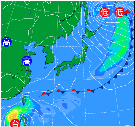2025年11月10日21時の天気図