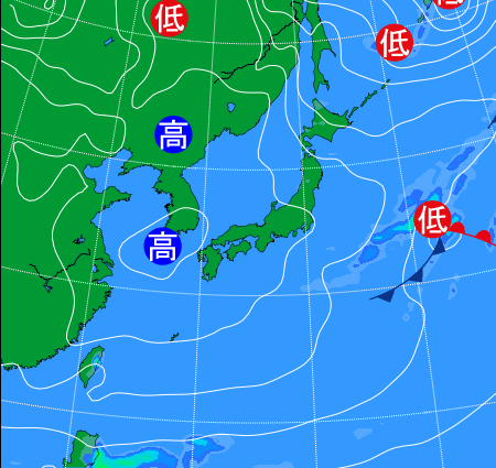 2025年12月9日21時の天気図