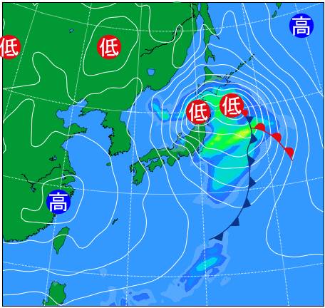 2025年12月14日21時の天気図