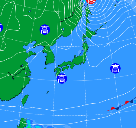 2025年12月16日21時の天気図