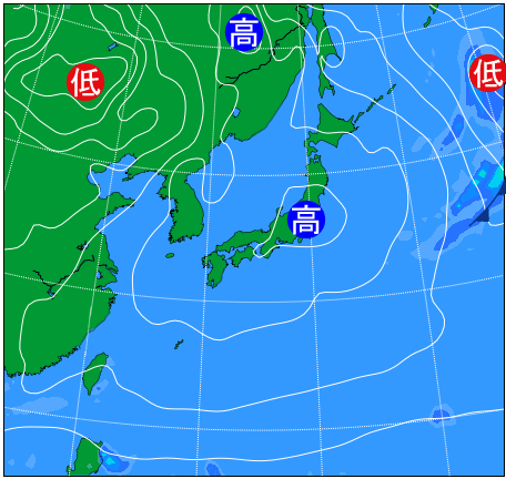 2025年12月18日21時の天気図