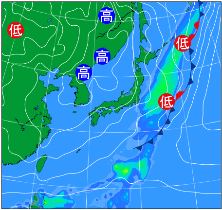 2025年12月22日9時の天気図