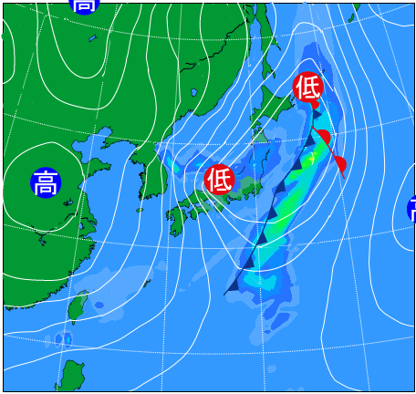 2025年12月25日21時の天気図