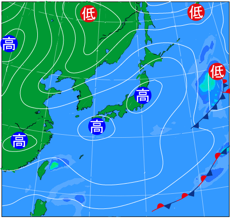 2025年12月28日21時の天気図